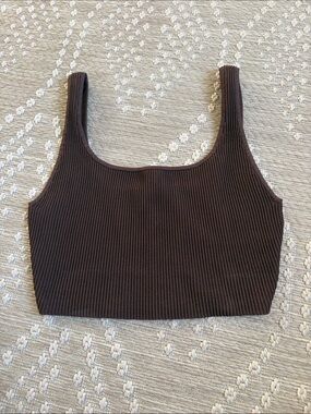 Aritzia Ribbed BABATON Brown Crop Tank